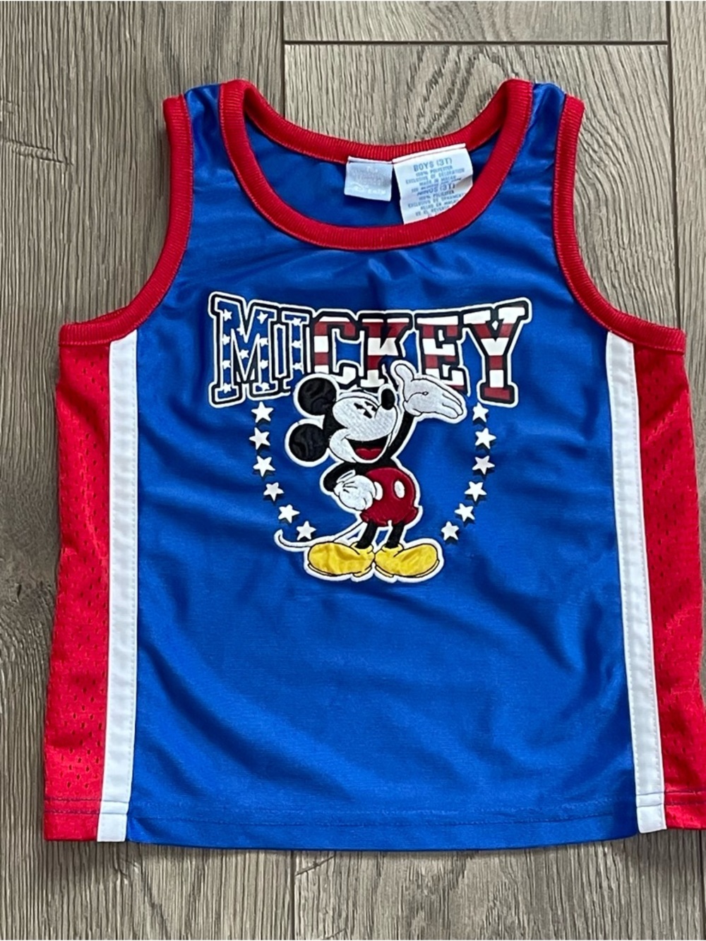 Vintage The Wonderful World of Disney Mickey Mouse Americana 3T Tank Top Jersey